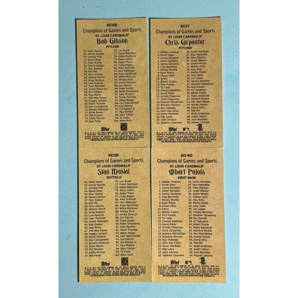 2011 Topps A&G Minis StlCards-Stan Musial,Albert PUJOLS, Bob Gibson,Carpenter - Picture 2 of 2